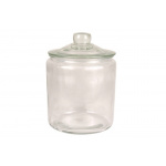 Glaskrukke m/låg Ø17 cm.