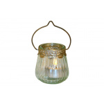 Lygte klart glas m/sølv kant