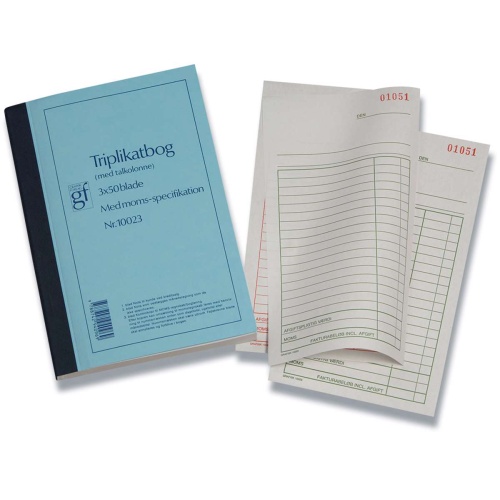 Triplikatbog m/talkolonne/moms 10023