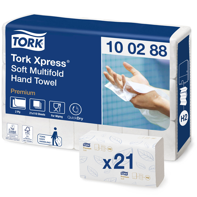 Tork Xpress®Soft Multifold Håndklædeark H2 (2.310 ark) Tork Xpress®Soft Multifold Håndklædeark H2 (2.310 ark) - Image 1
