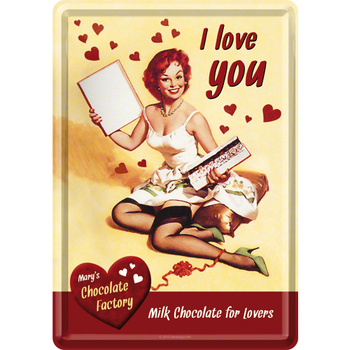Metalskilt “I Love You Chocolate” 10×14 cm