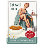 Metalskilt "Get well soon..." 10x14 cm.