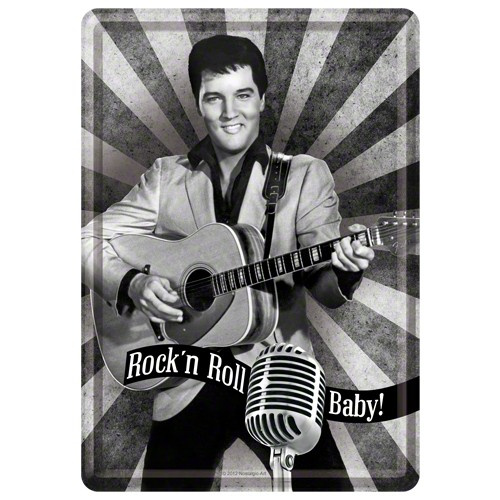 Metalskilt "Elvis Rock´n Roll" 10x14 cm