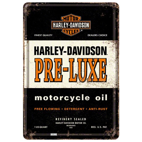 Metalskilt “Harley-Davidson PRE-LUXE” 10×14 cm