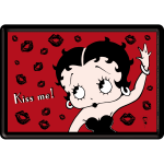 Metalskilt "Betty Boops - Kiss me" 10x14 cm.