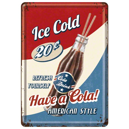 Metalskilt “Have A Cola” 10×14 cm