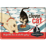 Metalskilt "Clever Cat" 10x14 cm
