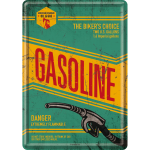 Metalskilt "Gasoline" 10x14 cm.