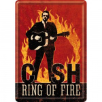 Metalskilt "Johnny Cash - Ring of Fire" 10x14 cm.