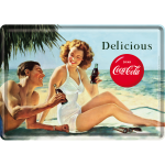 Metalskilt "Coca Cola Delicious" 10x14 cm.