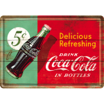 Metalskilt "Coca Cola - Delicious Refreshing" 10x14 cm.