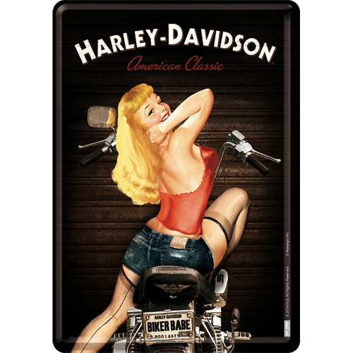 Metalskilt “Harley-Davidson Biker Babe” 10×14 cm. Metalskilt "Harley-Davidson Biker Babe" 10x14 cm. - Image 1