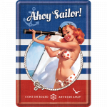 Metalskilt "Pin-UP Ahoy Sailor" 10x14 cm.