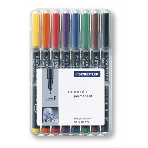 Lumocolor permanent marker Fine 0,6 mm. 8-pak 318WP8