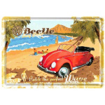 Metalskilt "VW Beetle Surf Coast" 10x14 cm.