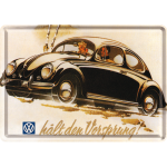 Metalskilt "VW - Hält den Vorsprung" 10x14 cm.