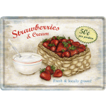 Metalskilt "Strawberries & Cream" 10x14 cm