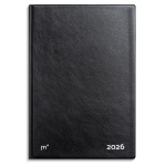 Sort vinylomslag med klassisk udseende En uge pr. opslag med timeinddeling fra 8-18 Tidslinje og månedsoversigt på hvert opslag Ekstra hæfte til fødselsdage og mærkedage Praktisk adresse- og telefonregister FSC®-certificeret papir fra bæredygtige kilder Indbygget mærkebånd for hurtig navigation