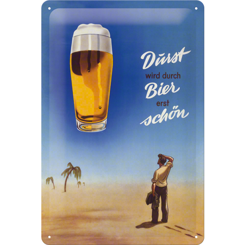 Metalskilt “Bier Durst” 20×30 cm.