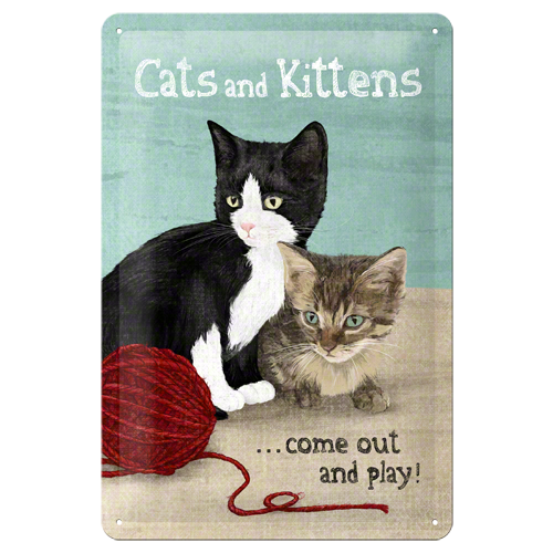 Metalskilt “Cats & Kittens” 20×30 cm