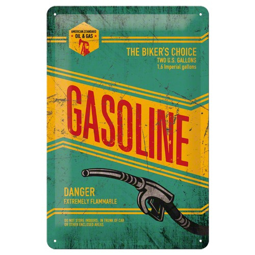 Metalskilt “Gasoline” 20×30 cm