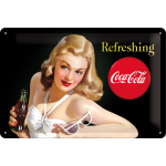 Metalskilt "Coca Cola Refreshing" 20x30 cm.