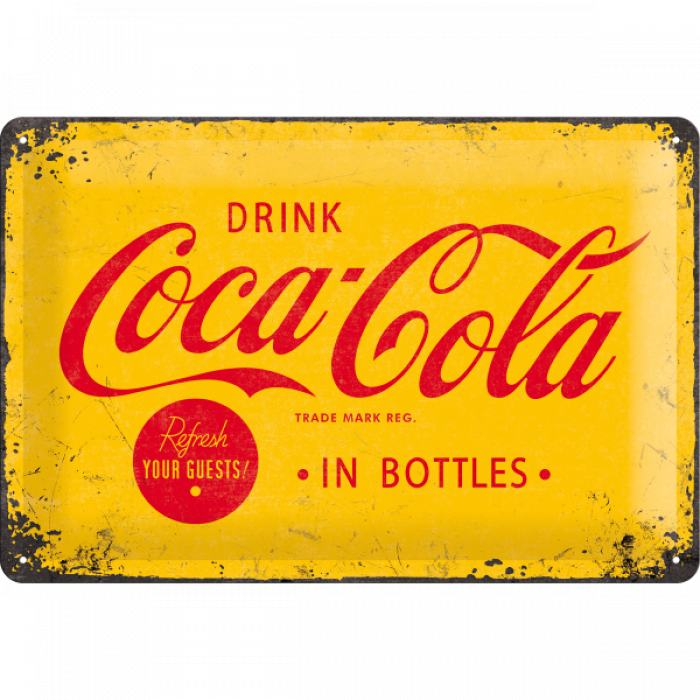 Metalskilt “Coca Cola, Refresh Your Guests!” 20×30 cm.
