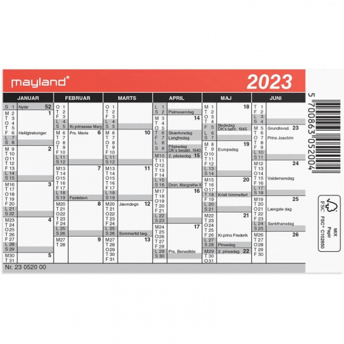 Minikalender 2023, 7×12 cm. 2-sidet