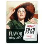 Metalskilt "Kelloggs Flaver Does It" 30x40 cm