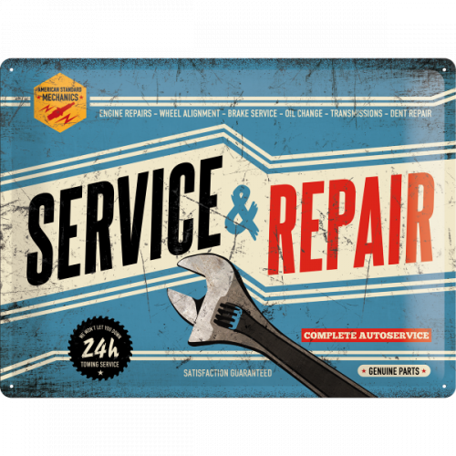 Metalskilt “Service & Repair” 30×40 cm.