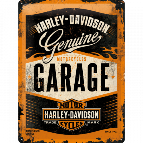 Metalskilt “Harley-Davidson Garage” 30×40 cm.
