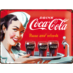 Metalskilt "Coca Cola - Pause and refresh" 30x40 cm