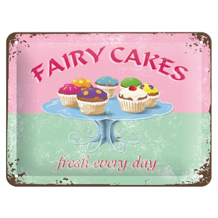 Metalskilt “Fairy Cakes” 15×20 cm