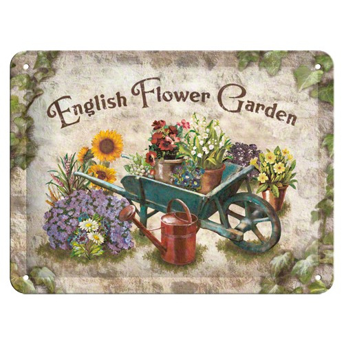 Metalskilt “Flower Garden” 15×20 cm