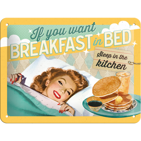 Metalskilt “Breakfast in bed” 15×20 cm. Metalskilt "Breakfast in bed" 15x20 cm. - Image 1