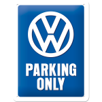 Metalskilt "VW Parking Only" 15x20 cm.