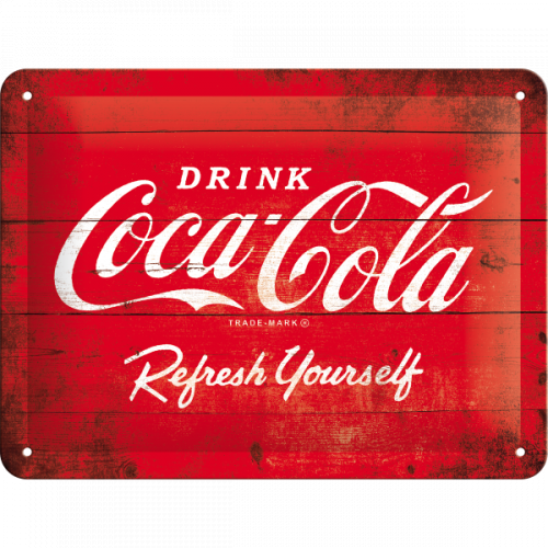 Metalskilt “Drink Coca Cola” 15×20 cm.