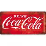 Metalskilte "Drink Coca Cola" 25x50 cm.