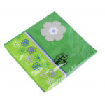 Serviet 3-lags 33x33 cm. pk./20 stk "Blomst" Deko grøn