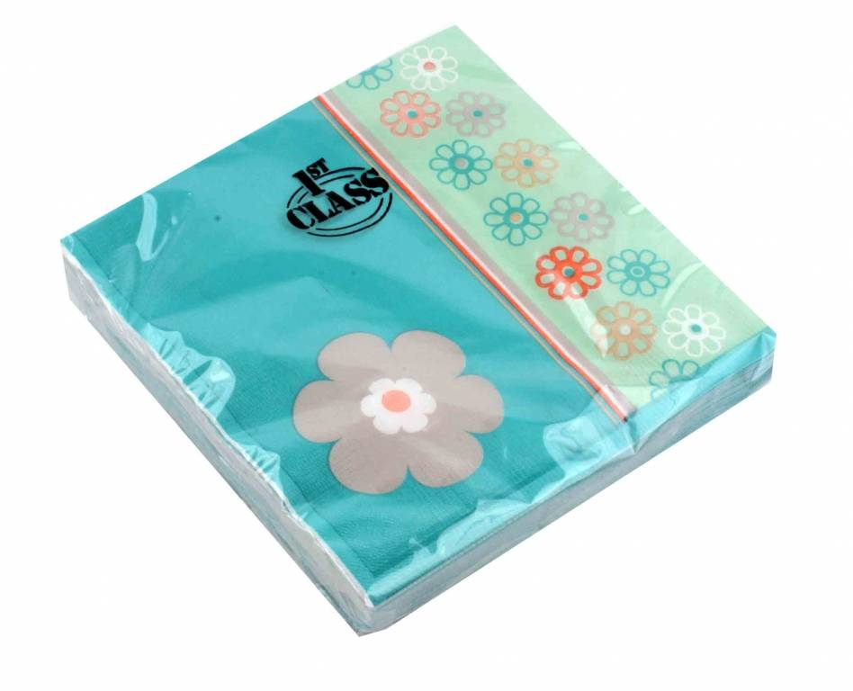 Servietter 3-lags 33×33 cm. pk./20 stk. jadegrøn blomster Servietter 3-lags 33x33 cm. pk./20 stk. jadegrøn blomster - Image 1