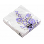 Serviet 3-lags 33x33 cm. pk./20 stk. lilla blomster