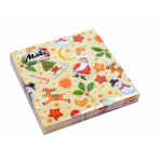 Serviet 3-lags 33x33 cm. pk./20 stk. m/julemotiver