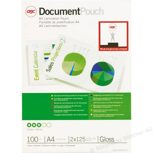 GBC DocumentPouch æske med A4-lamineringslommer 2 x 125 mikron
