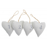 Stofhjerter m/tal hvid 1-4