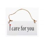 Hængemærke "I care for you" (træ)