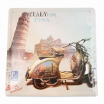 Metalskilt Vespa Italy Pisa 20x20 cm.