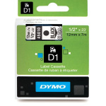 Dymo D1 tape 12 mm. sort/klar 45010