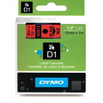 Dymo D1 tape 12 mm. sort/rød 45017