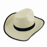 Stråhat "Herre-model" m/blå bånd TILBUD