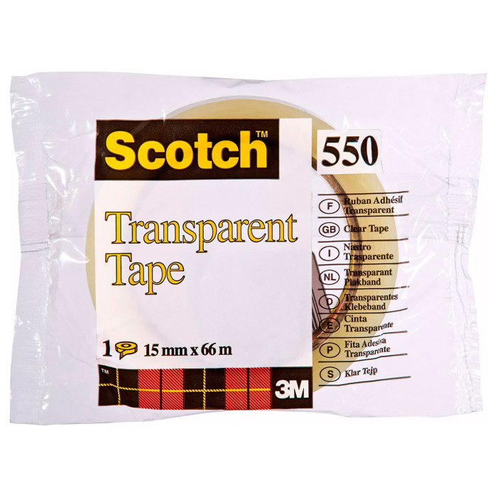 Tape 3M Scotch 550 klar 15 mm. x 66 mtr.